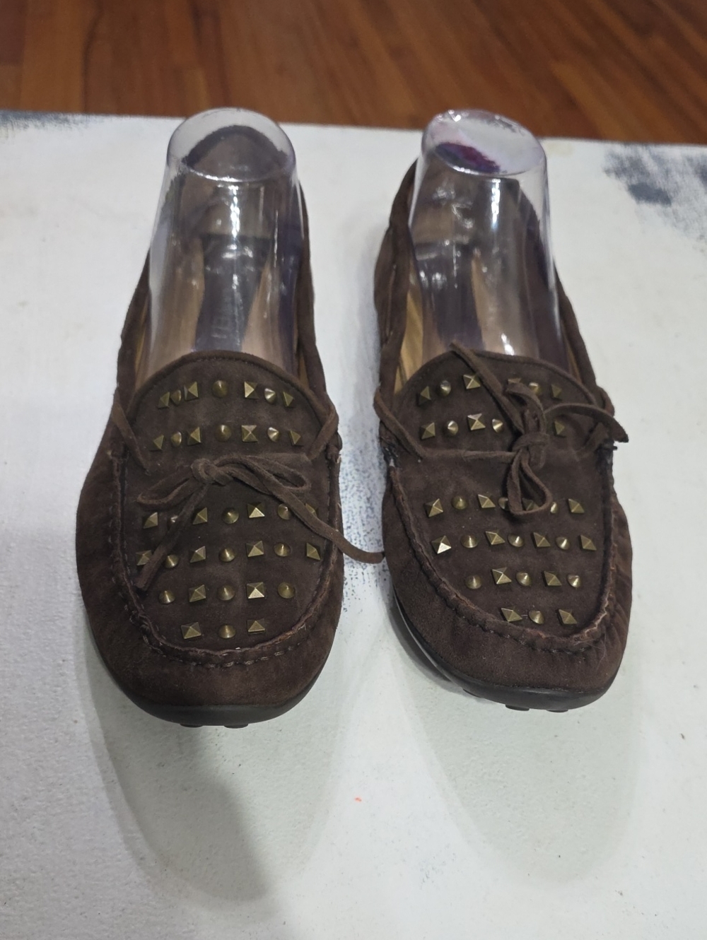 Van Eli Women's Loafers Brown Sueded Leather? Studded Knobby Soles Driving Sz 11